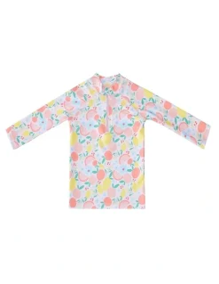 Big Softies Long Sleeve Rashie with Short And Hat Fruits in Baby Pink