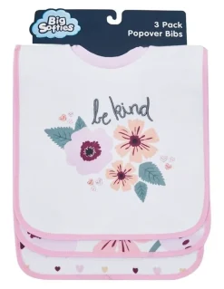 Big Softies Popover Bibs Flower 3 Pack in Pink