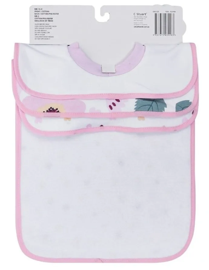 Big Softies Popover Bibs Flower 3 Pack in Pink