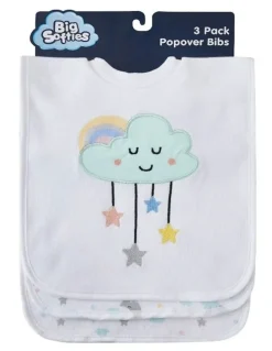 Big Softies Popover Bibs 3 Pack in White