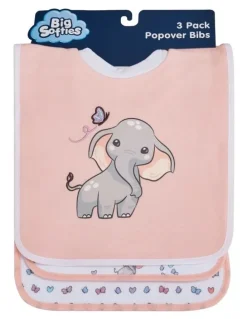 Big Softies Popover Bibs 3 Pack in Elephant