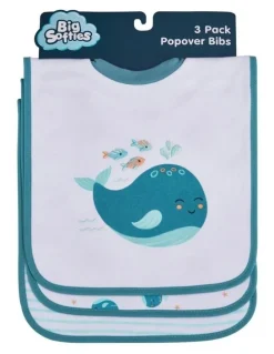 Big Softies Popover Bibs 3 Pack in Whale