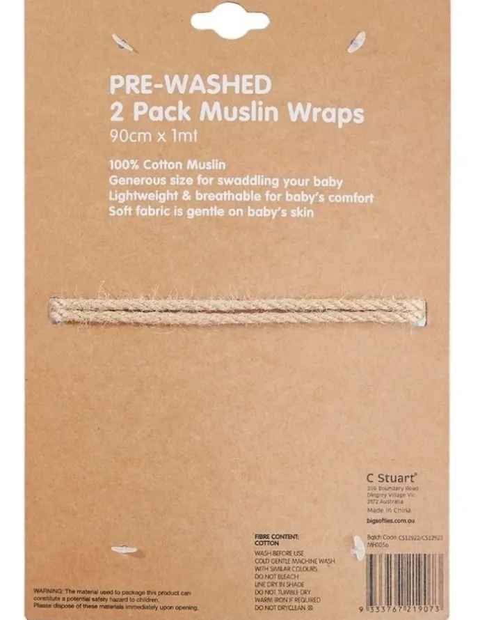 Big Softies Pre-washed Muslin Wraps 2 Pack in Blue