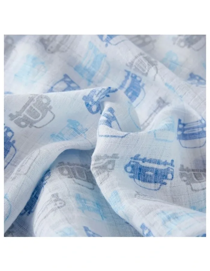 Big Softies Pre-washed Muslin Wraps 2 Pack in Blue