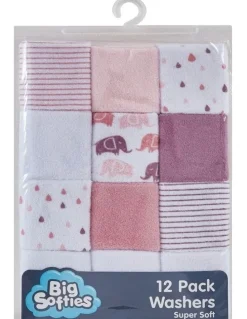 Big Softies Terry Towelling Washers 12 Pack in Pink