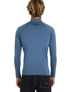 Billabong All Day Arch Long Sleeve Rash Vest Steel in Blue