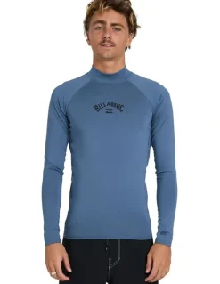 Billabong All Day Arch Long Sleeve Rash Vest Steel in Blue