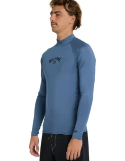Billabong All Day Arch Long Sleeve Rash Vest Steel in Blue