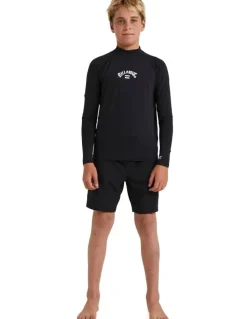 Billabong All Day Arch Rash Vest (8-16 Year) in Black