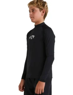 Billabong All Day Arch Rash Vest (8-16 Year) in Black