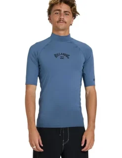 Billabong All Day Arch Short Sleeve Rash Vest Steel in Blue