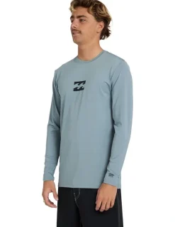 Billabong All Day Wave Long Sleeve Surf Shirt in Blue Fog