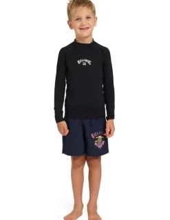 Billabong Boys 2-7 Groms All Day Arch Long Sleeve Rash Vest in Black