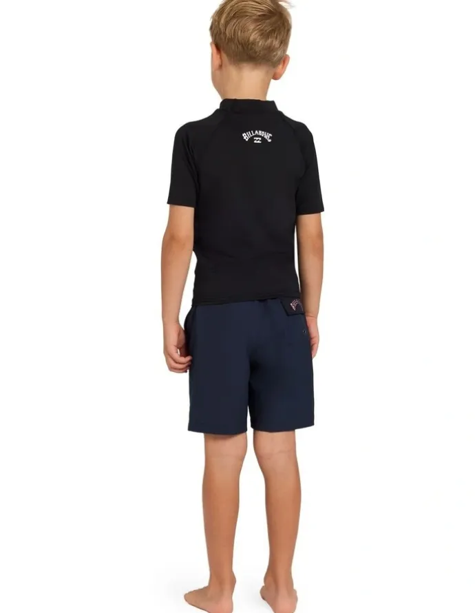 Billabong Boys 2-7 Groms All Day Arch Short Sleeve Rash Vest in Black
