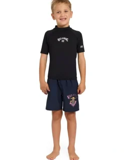 Billabong Boys 2-7 Groms All Day Arch Short Sleeve Rash Vest in Black