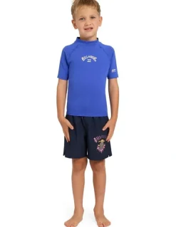 Billabong Boys 2-7 Groms All Day Arch Short Sleeve Rash Vest Cobalt