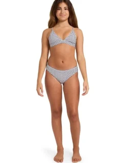Billabong Girls 6-16 Gingham Crush Tri Two Piece Swimsuit in Black in White