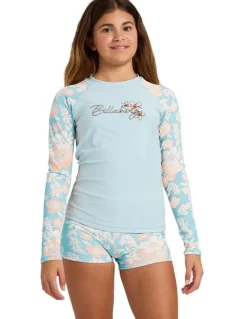 Billabong Girls 6-16 Hibiscus Haze Two Piece Swimsuit in Aqua Haze