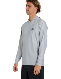 Billabong Shoreline Hooded Long Sleeve Rash Vest In Light Grey Heather