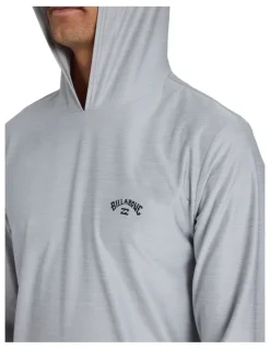 Billabong Shoreline Hooded Long Sleeve Rash Vest In Light Grey Heather