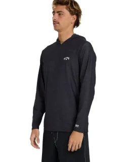 Billabong Shoreline Hooded Long Sleeve Rash Vest in Black Heather