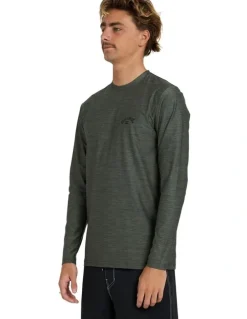 Billabong Shoreline Loose Fit Long Sleeve Rash Vest In Military Heather