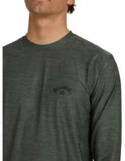 Billabong Shoreline Loose Fit Long Sleeve Rash Vest In Military Heather