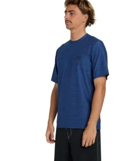 Billabong Shoreline Short Sleeve Rash Vest In Denim Heather