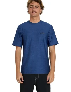 Billabong Shoreline Short Sleeve Rash Vest In Denim Heather