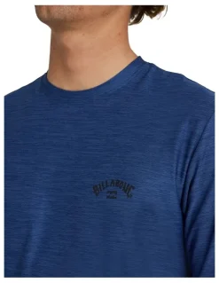 Billabong Shoreline Short Sleeve Rash Vest In Denim Heather