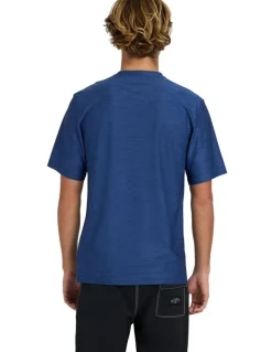 Billabong Shoreline Short Sleeve Rash Vest In Denim Heather