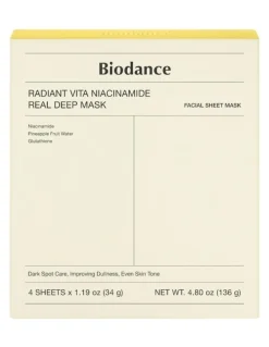 Biodance Radiant Vita Niacinamide Real Deep Mask Bundle 4 Pieces in Yellow