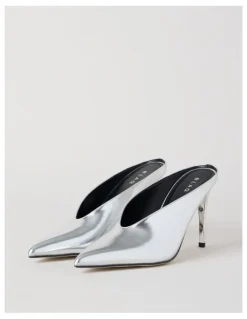 Blaq Claudia Heeled Shoes in Silver Mirror