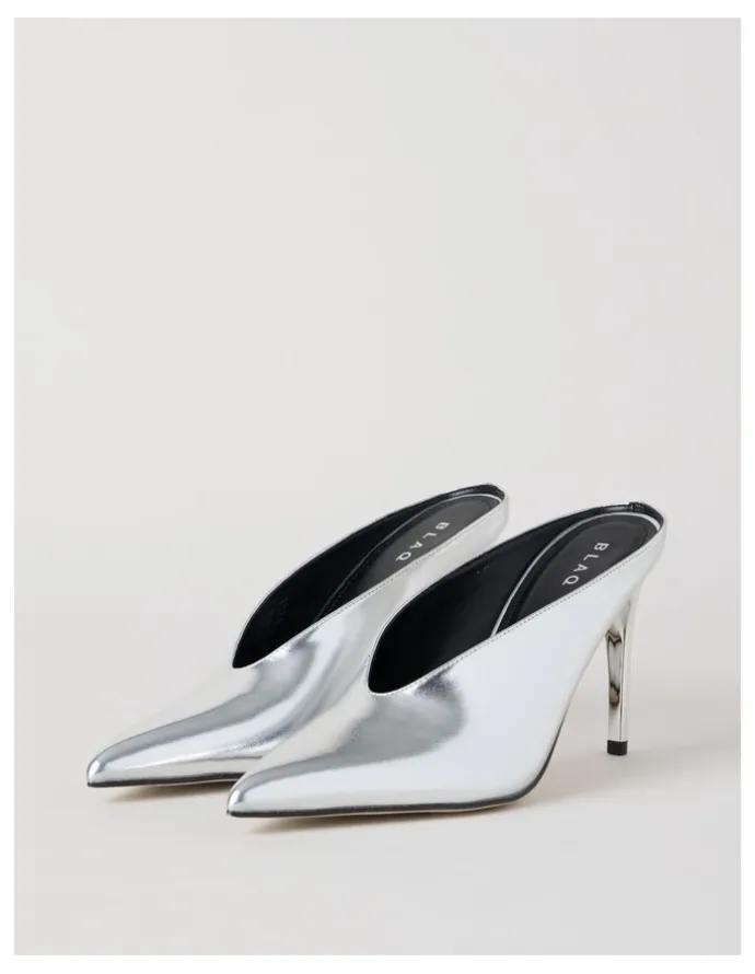 Blaq Claudia Heeled Shoes in Silver Mirror