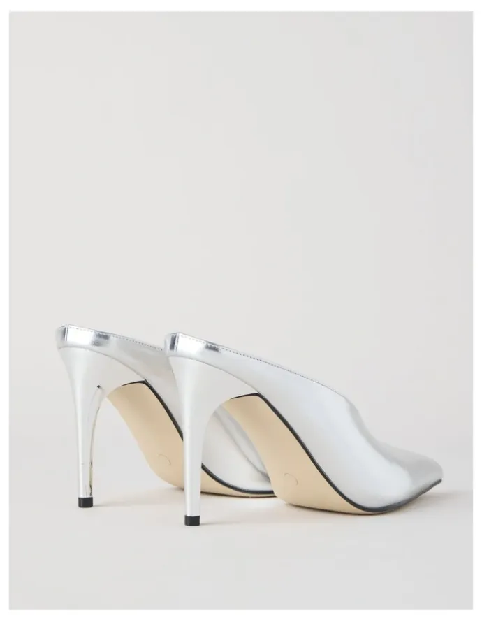 Blaq Claudia Heeled Shoes in Silver Mirror