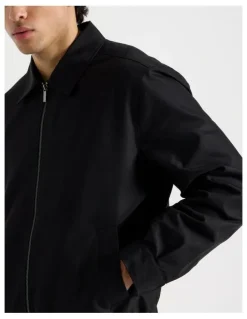 Blaq Cotton Twill Bomber Jacket in Black