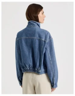 Blaq Denim Funnel Neck Jacket in Denim
