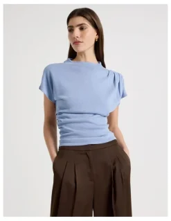 Blaq Dolman Sleeve Knit Top in Cornflower
