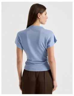 Blaq Dolman Sleeve Knit Top in Cornflower