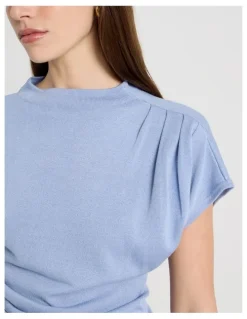 Blaq Dolman Sleeve Knit Top in Cornflower