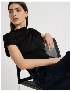 Blaq Dolman Sleeve Knit Top in Black