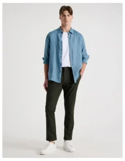 Blaq Linen Long Sleeve Shirt in Dusty Blue