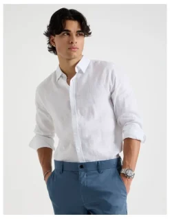 Blaq Linen Long Sleeve Shirt in White