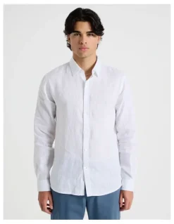 Blaq Linen Long Sleeve Shirt in White