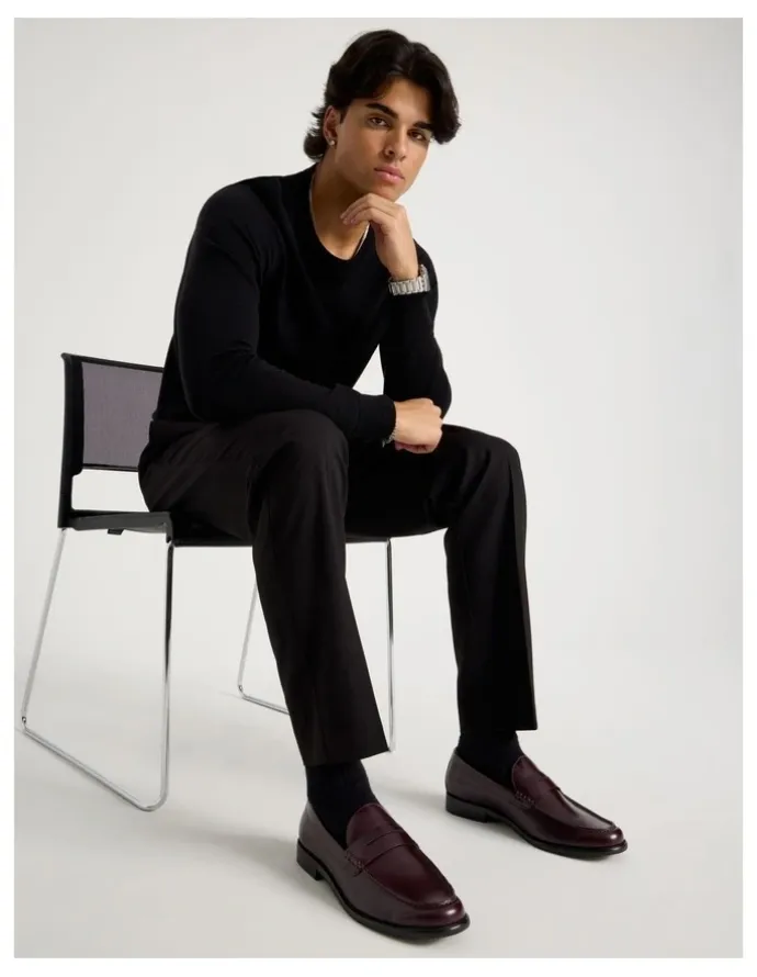 Blaq Logan Crinkle Toe Loafer in Dark Cherry
