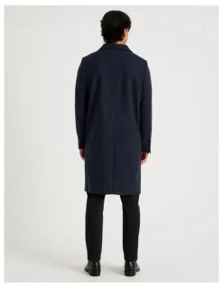 Blaq Longline Car Coat in Navy
