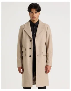 Blaq Longline Car Coat in Oatmeal