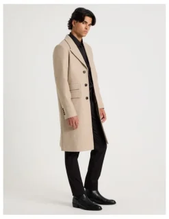 Blaq Longline Car Coat in Oatmeal