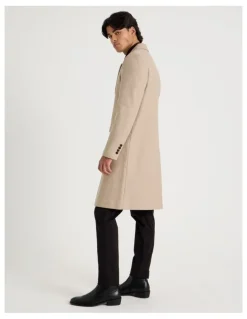 Blaq Longline Car Coat in Oatmeal