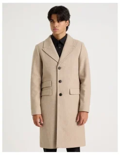 Blaq Longline Car Coat in Oatmeal